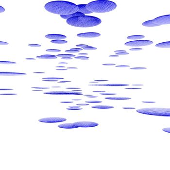 Floating disks with a watery texture on a white background.