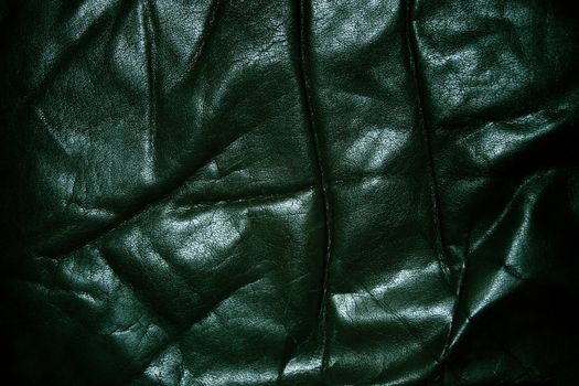 Wrinkled and worn black leather