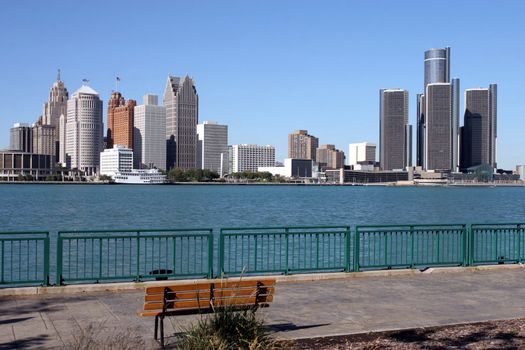 view of Detroit skyline from Windsor, Ontario