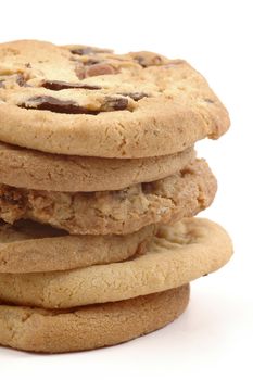 Stack of fresh baked cookies isolated on a white background.