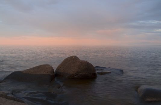 infinite pastel tangerine sunset on Lake Superior