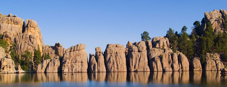 Wall of stone at Sylvan Lake in the Black Hills of South Dakota