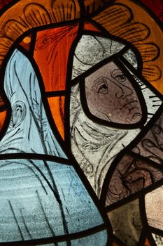 Stained glass with woman portrait