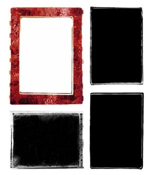 Series of three darkroom 35mm film photo borders and one instant photo frame with rough edges.  Rough edges for the 35mm were created by filing the metal edges of different negative carriers for my enlarger.  Scanned, mutilated, enhanced and altered in photoshop.