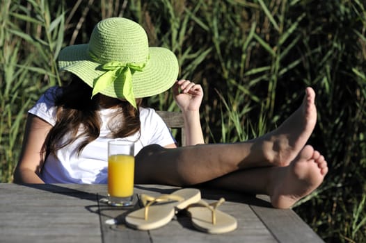 Woman drinking her orange juice