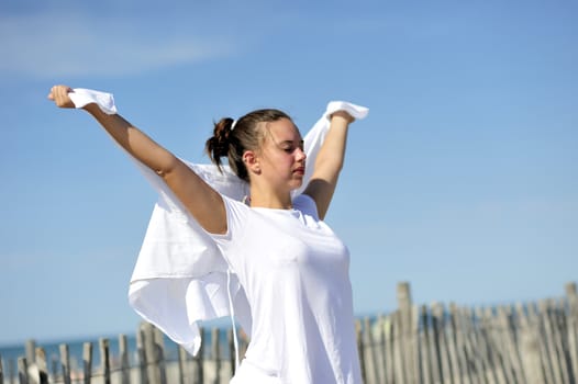 Woman enjoying the beach