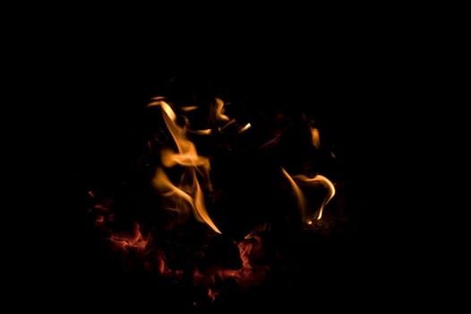 Flame of fire isolated on the black background