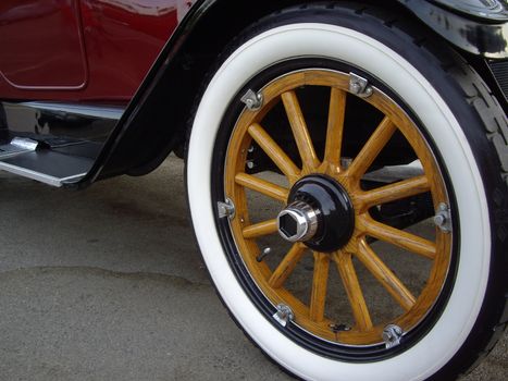 Car wheel on vintage classic car