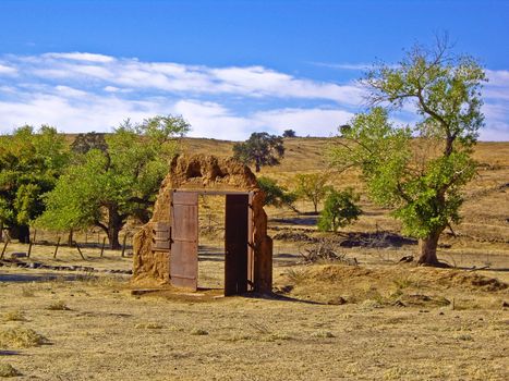 Doorway left standing alone in desert on Route 66 USA