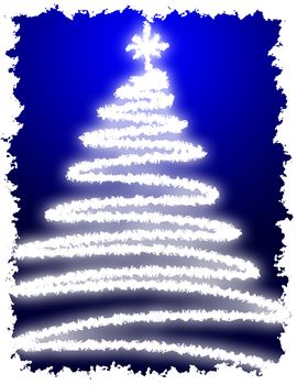 Artistic Christmas Tree with Blue Background Gradation