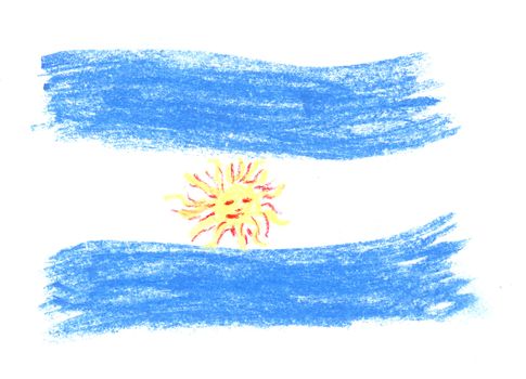 crayon sketch of an argentine flag on white paper