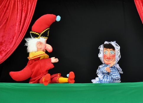 Closeup of Punch and Judy during outdoor show