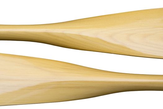 Wooden rowing oars abstract. Isolated on white, clipping paths.