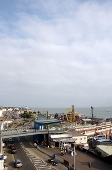 A view of southend funfair from a high point