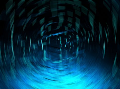 Abstract blue image with spinning motion blur