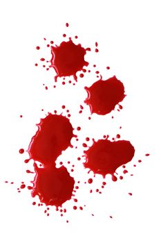 Bloody red blots isolated on white background with clipping path