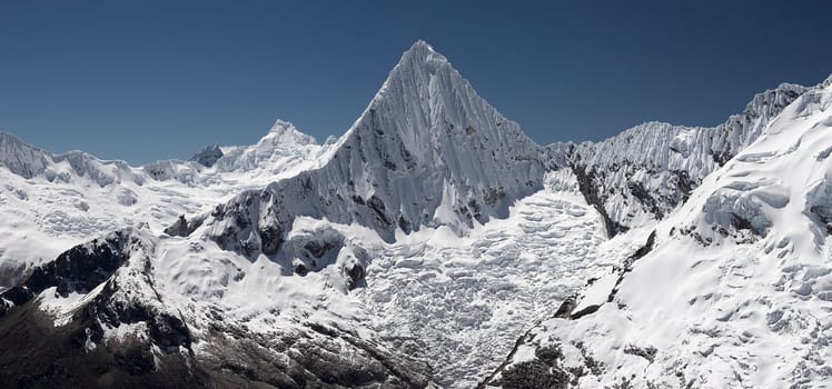 Panoramic photo of Nevada Piramide. Cordillera Blanca, Peru.