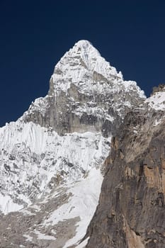 Nevada Chacraraju summit. Cordillera Blanca, Peru.