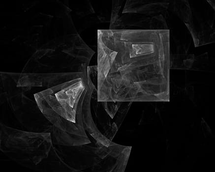 Abstract set of various geometrical figures on a black background