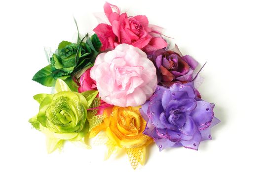 flower hair clips for women on isolated white background.