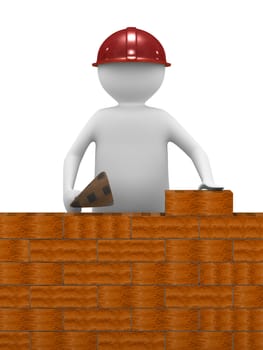 builder on white background. Isolated 3D image