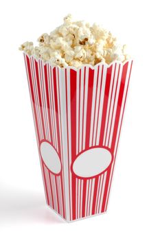 Box of popcorn isolated on a white background.