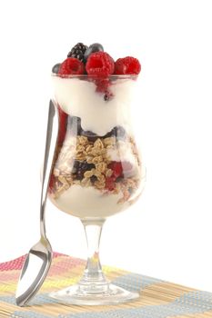Delicious parfait with mixed berries and yogurt.