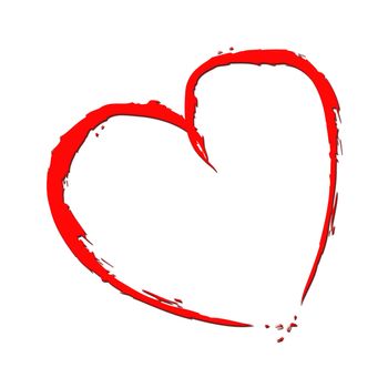 Red heart with fragmentary edges on white background