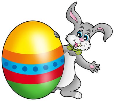 Easter bunny with colorful egg - color illustration.
