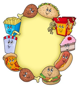 Various cartoon food frame - color illustration.