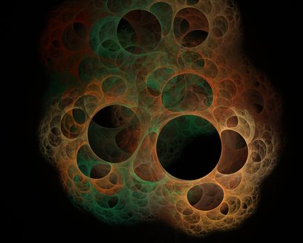 Abstract colored bubbles on a black background