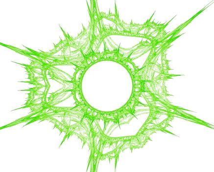 Green illustration of crack on a white background