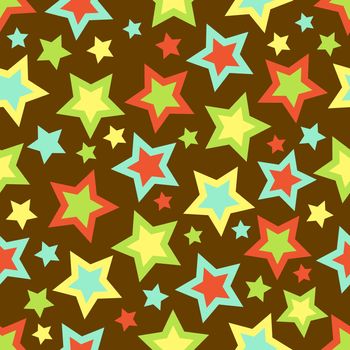 Stars illustration in bold colors on brown background