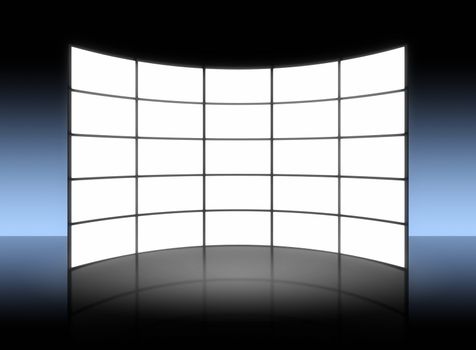 An illustration of a big white TV panel