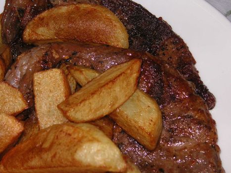 steak and chips a closeup shot on a plate