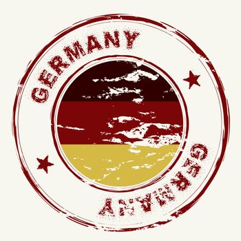 Grunge ink stamp with german flag and grunge effect