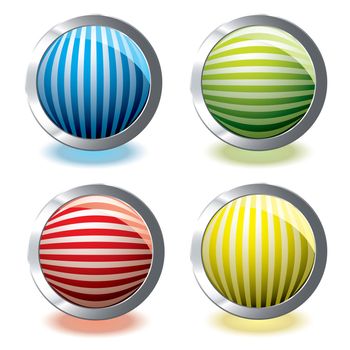 Round web icons with stripes and glowing shadow