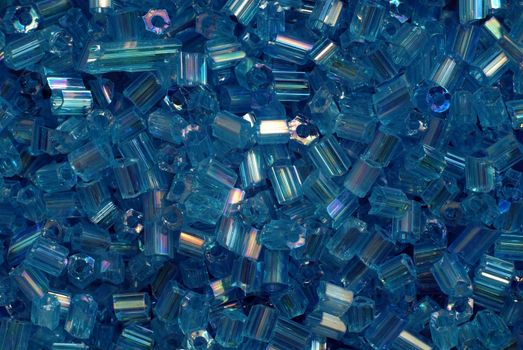 Group of blue plastic beads