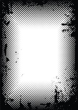 Black ink splat border with halftone dots ideal background image