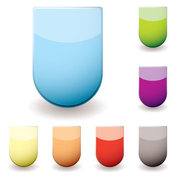 basic web icon in the shape of a shield with shadow and colour variation