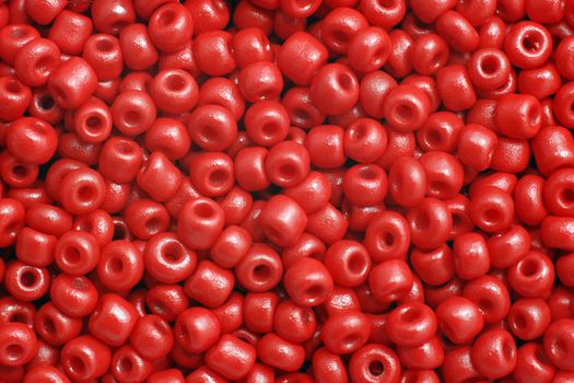 Group of red plastic beads