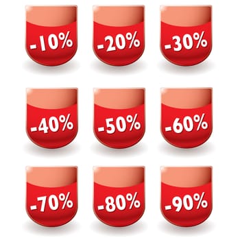 Collection of nine modern shop discount percentage price tags 