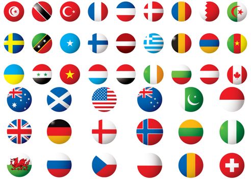 circular flags of the world on a white background 