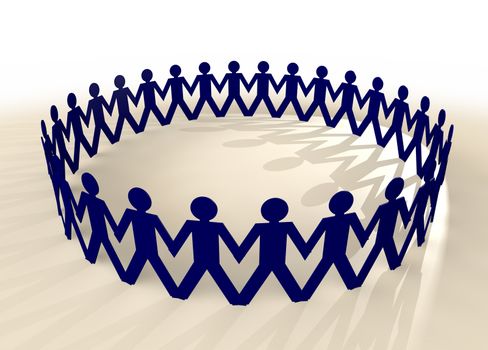 people in union holding hands in a circle with shadow