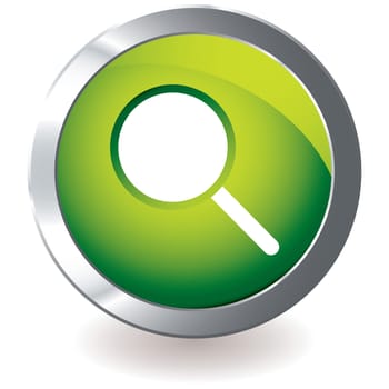 green icon with silver metal bevel and magnifying glass symbol