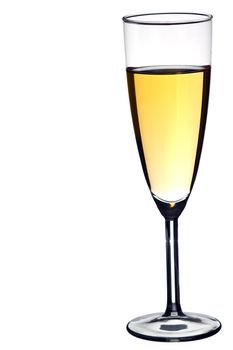 Glass of white wine against a pure white background