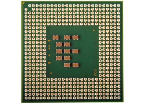 Close up of a CPU processor isolated on white.