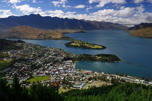 View of the city of Queenstown, New Zealand.
