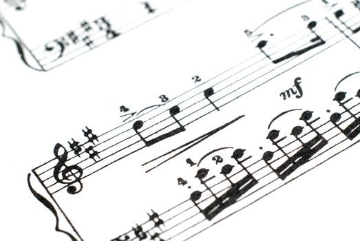 Closeup of notes on sheet music