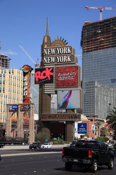 New York Casino marquee on the Strip surrounded by construction